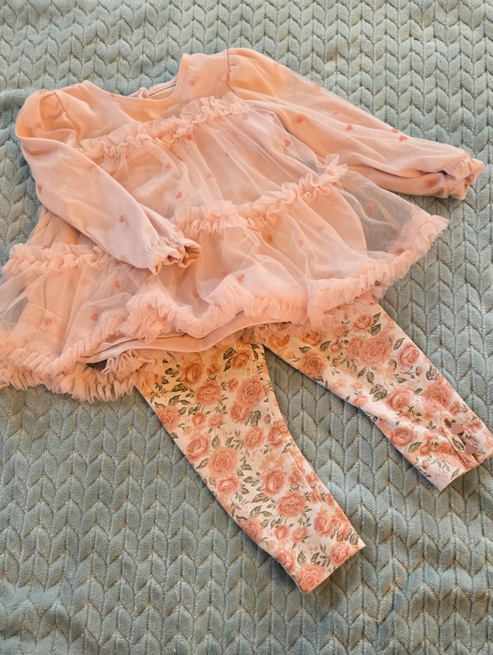 Cupcakes And Cashmere Girls' Tulle Top With Floral Leggings